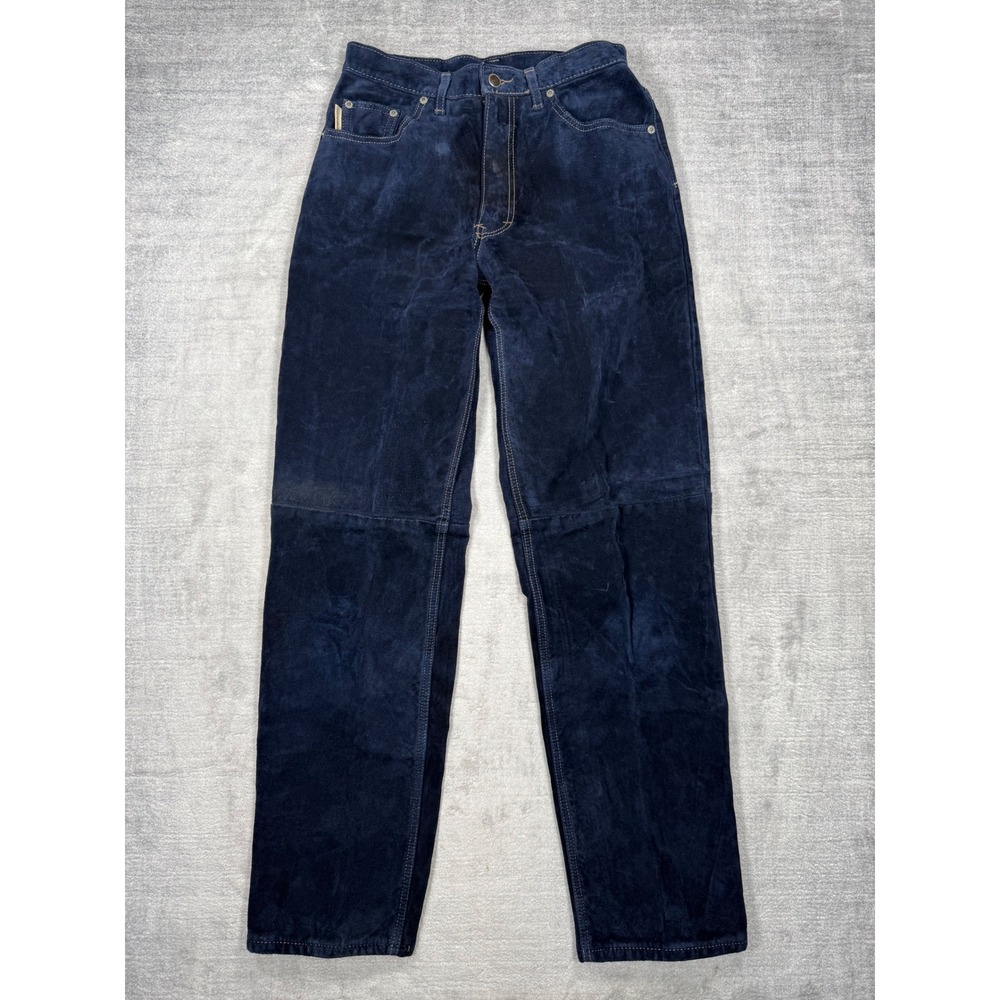 Skotts Suede Leather Pants Mens 30 Navy Blue Straight Leg 1001 Made in Canada